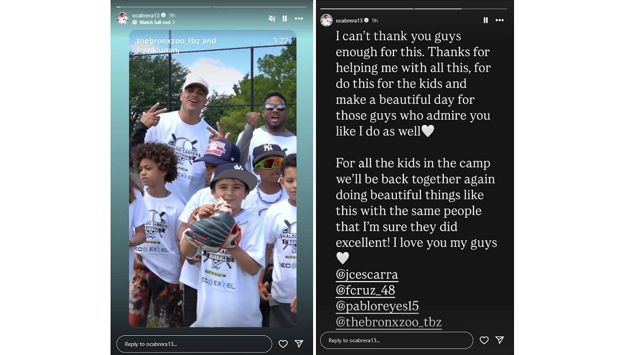 Yankees infielder Oswaldo Cabrera sends message of thanks to his teammates (ocabrera13/Instagram)